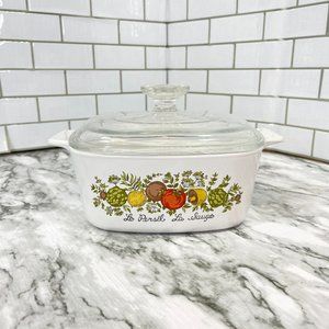 VTG Corning Ware Spice O' Life Le Persil La Sauge 1 1/2 qt Casserole Dish w/ lid